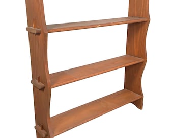 Vintage French Wooden Wood Stand Three Shelf Ornament Display Shelfs Kitchen Display Wall Mounted circa 1970-80's / EVE