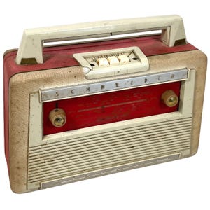Accesorio de radio vintage Schneider con carcasa roja, solo circa 1950-60 / EVE