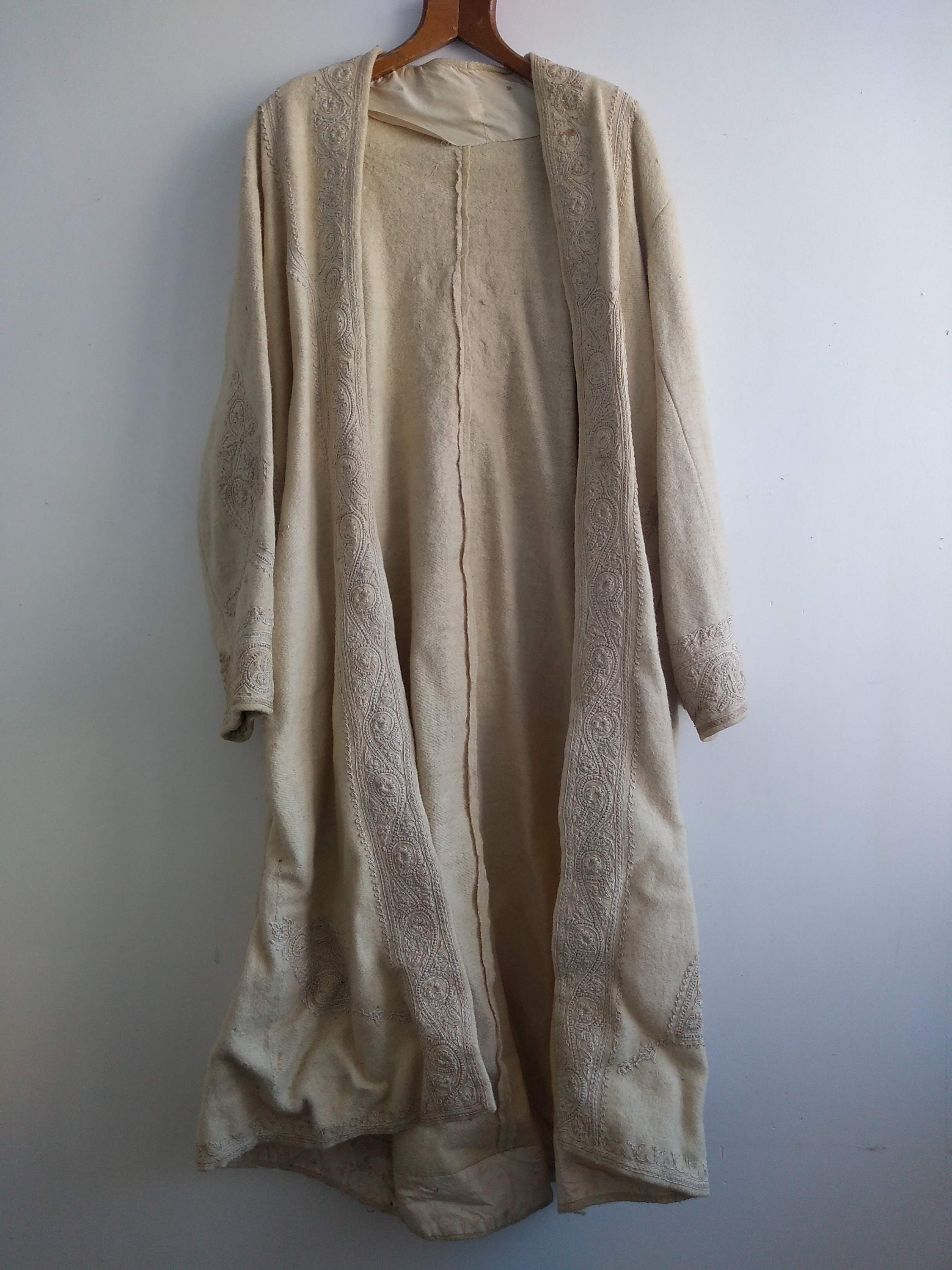 Vintage English Cream Wool Long Kaftan Discoloured Spotty | Etsy