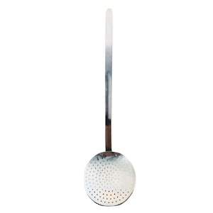 Vintage French Heavy Large Stainless Steel Commercial Kitchen Sieve Serving Ladle Kitchen Tool Hanging Metal circa 1980-90&#39;s / EVE of Europe