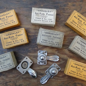 Vintage English Graveley Anti-Rattle Fastener Metal Chrome Latch metal door fasten lock military train aircraft circa 1920&#39;s / EVE of Europe