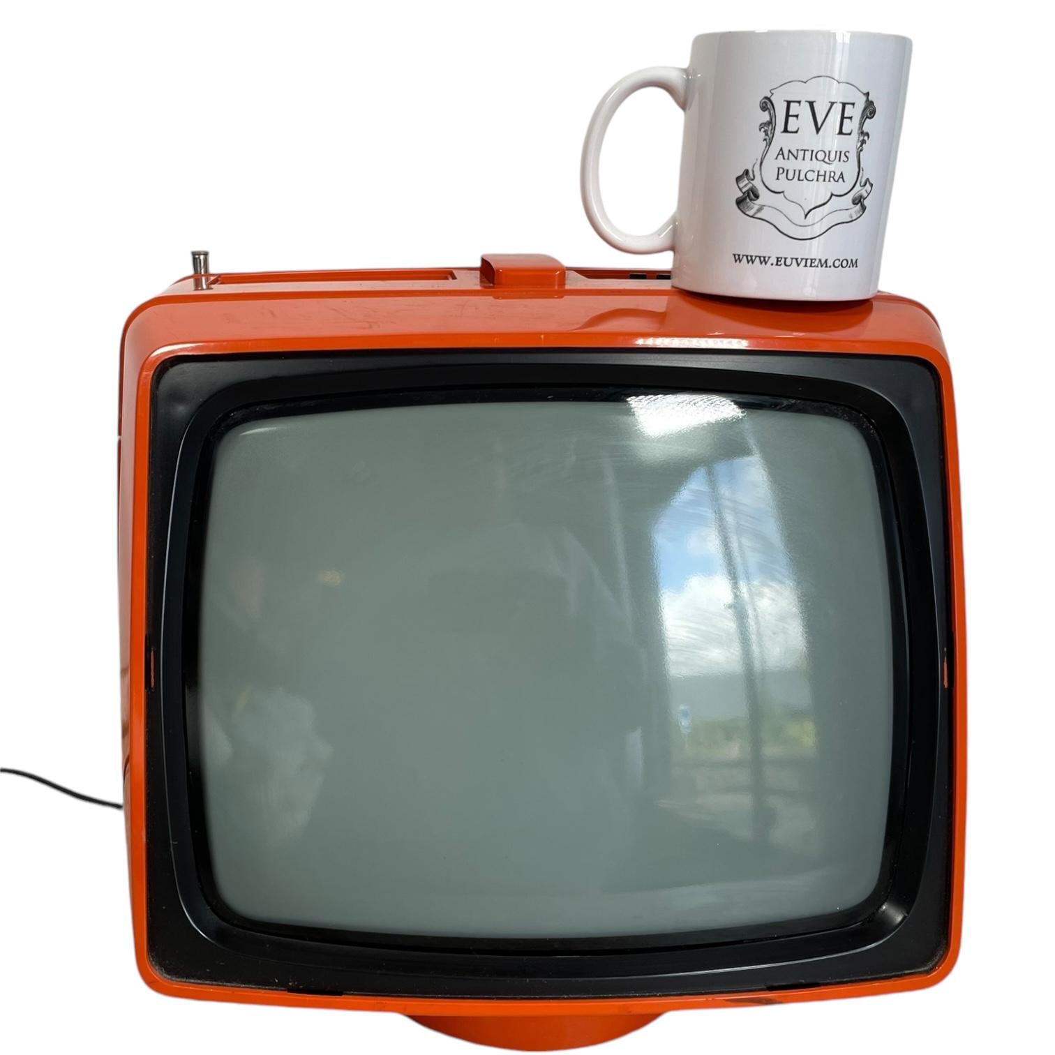 Vintage French Push Button Black and White Portable Television TV 110 ...