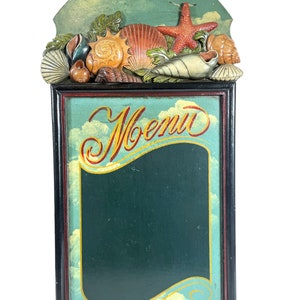 Vintage Menu Sea Themed Blackboard Chalk Board Restaurant Cafe Shop Kitchen Sign Wall Hanging Display Menu Black Board c1990&#39;s / EVE