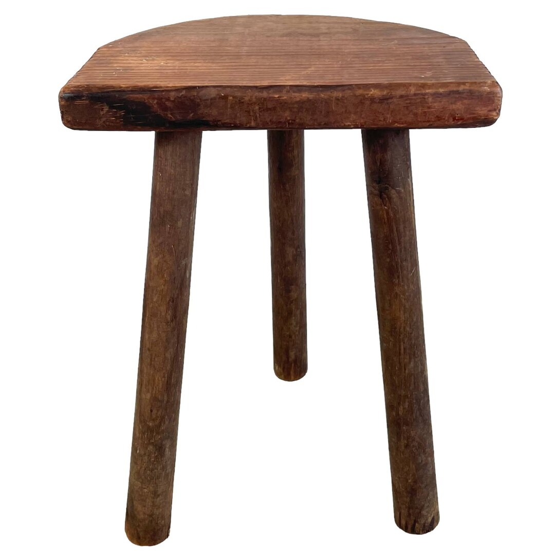 Stool Vintage French Wooden Wood Milking Chair Seat Kitchen Table Farm ...