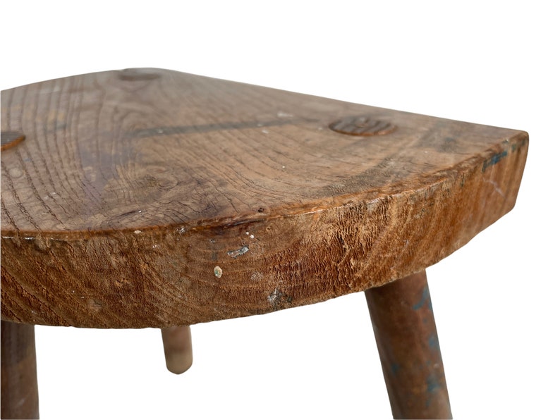 Vintage French Wooden Wood Small Milking Stool Chair Seat Kitchen Table ...