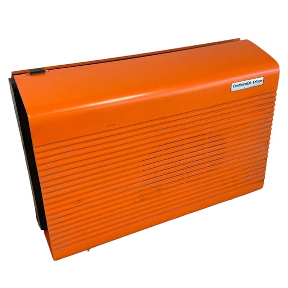 Vintage French Continental Edison Orange Cased Record Player With