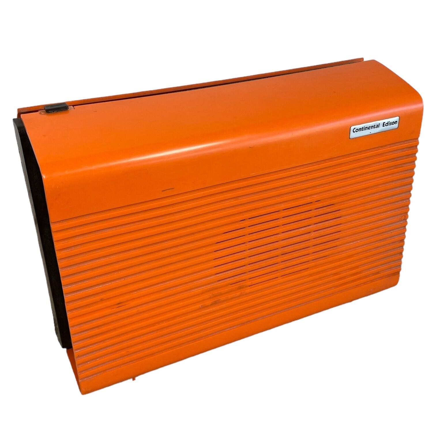 Vintage French Continental Edison Orange Cased Record Player With