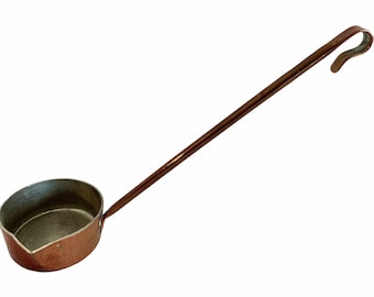 Vintage French Villedieu Les Poelles Copper Ladle hanging fireplace cooking heating standing stew water flower pot c1970's / EVE of England