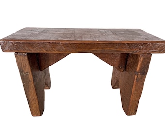 Stool Vintage French Milking Farmer Chair Step Seat Wooden Wood Tiny Table Farmhouse Rest Stand Tabouret c1960-70's / EVE