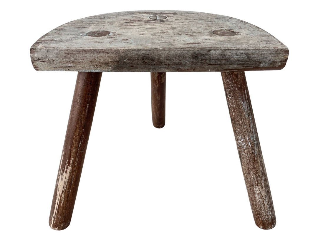 Stool Vintage Tabouret French Wooden Wood Milking Chair Seat Kitchen ...