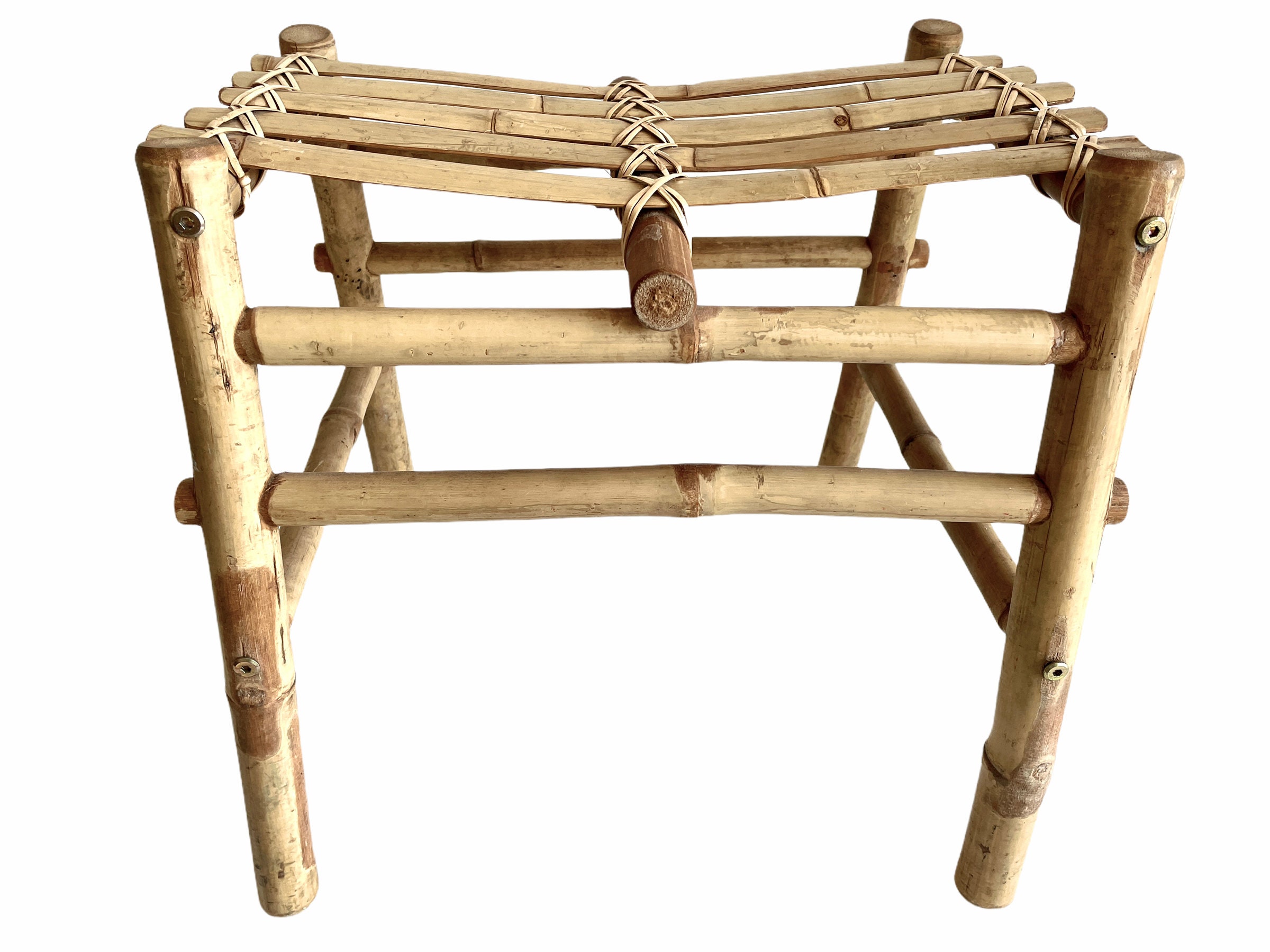 Vintage Vietnamese Bench Stool Bamboo Pole Wood Wooden Pole Etsy