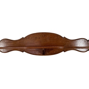 Vintage French Large Long Wooden Wall Hanging Shelf Brown Wood Rack Wall Mounted Display circa 1960-70&#39;s / EVE