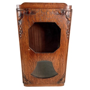 Antique French Clock Case Top Display Cabinet collections curio oddity unusual presentation wood glass window circa 1910's / EVE