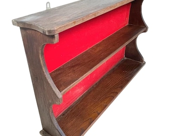 Vintage French Wooden Wood Three Tier Wall Mounted Large Shelf Shelving Unit Country Cottage Arts Crafts circa 1950-60's / EVE