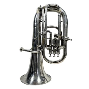 Vintage Tuba A. Laurent Paris French Traditional Musical Instrument Brass Silver circa 1950-60's / EVE image 1