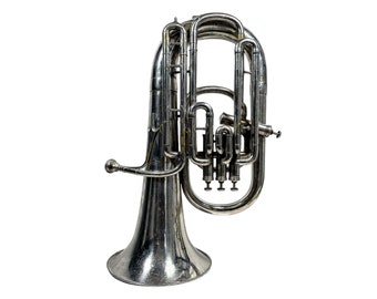 Vintage Tuba A. Laurent Paris French Traditional Musical Instrument Brass Silver circa 1950-60's / EVE