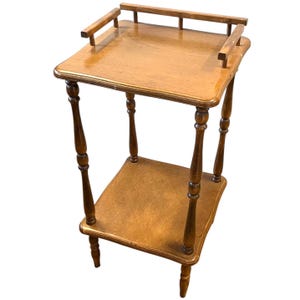 Telephone Table Brown Vintage Taiwanese Stand Wood Side Plinth Flower Pot Ornament Display Shelf Prop circa 1970-80&#39;s / EVE