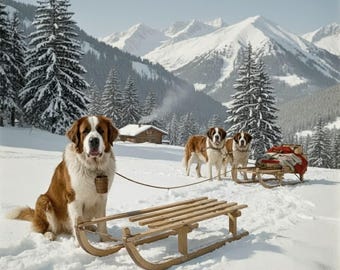 Vintage French Wood Wooden Snow Sled Sledge Sledging circa 1980's / EVE