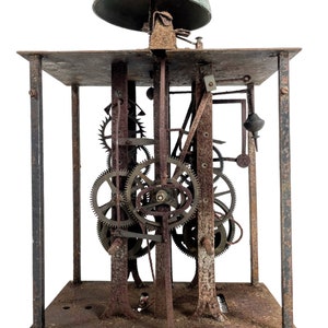 Antique French Grandfather Grandmother Clock Mechanism Steampunk Display collections curio oddity unusual presentation c1880&#39;s / EVE