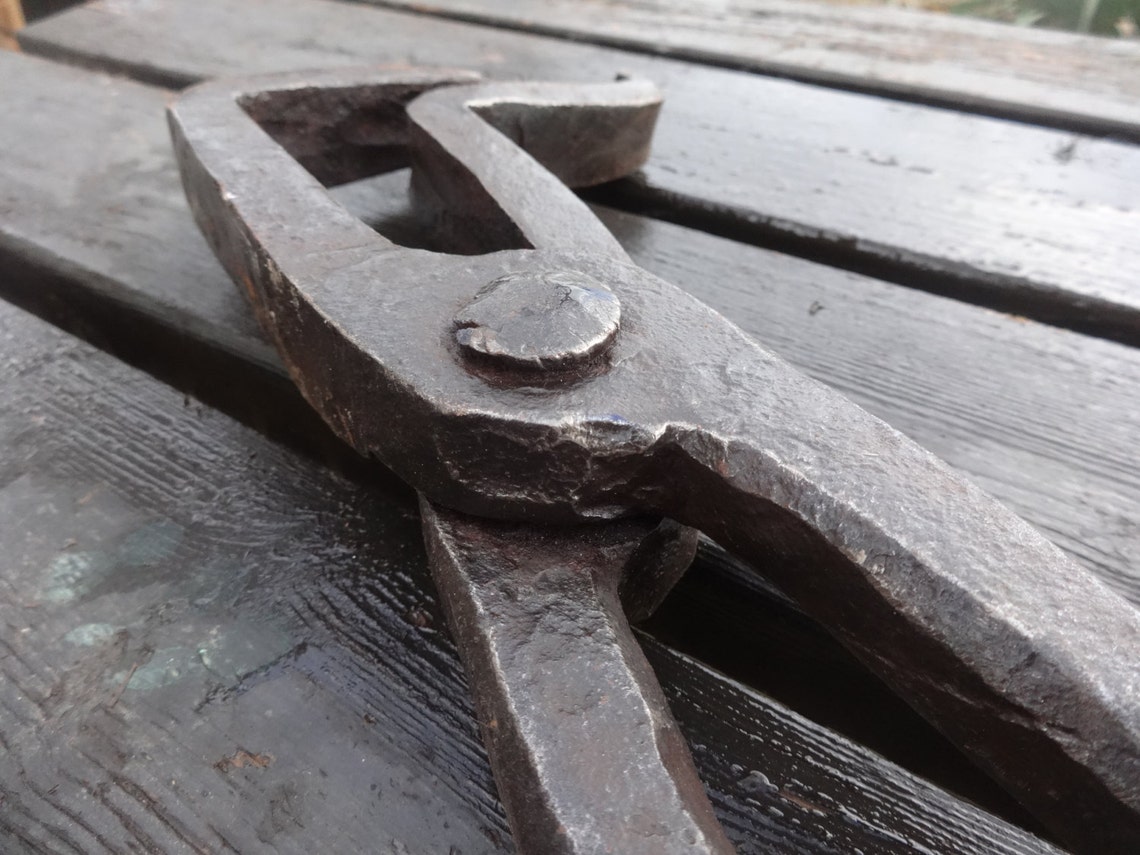 Antique French Extra Large Metal Tongs Pliers Tool Ironsmith Etsy