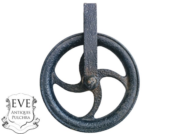 thumbnail image 2 of Cast Iron Pulley Wheel - 7.5 Inch Rustic Farmhouse Barn Decor Industrial Accent 2 of 14