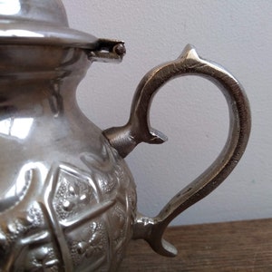 Vintage Moroccan Metal Small Decorated Handled Kettle Tea Teapot Pot Brewing circa 1960-70's / EVE of Europe image 6