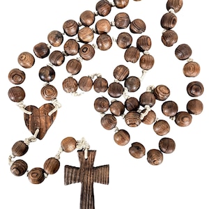 Vintage French Lourdes Large Long Wooden Rosary Crucifix Catholic religious rosaries circa 1960-70&#39;s / EVE