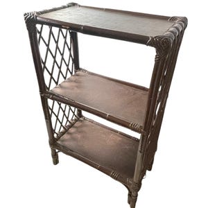 Vintage French Wood Pole Small Side Table Triple Shelf Display Plinth Stand Wooden Tabouret c1960-70&#39;s / EVE