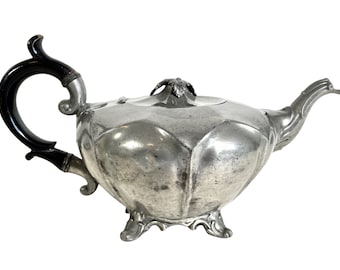 Antique English Sheffield Metal Teapot Tarnish Patina Cafe Restaurant Decor Damaged circa 1900's / EVE