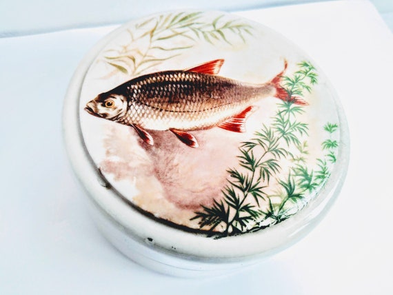 Vintage English Ceramic Storage Pot Fish Dish Box Rin… - Gem