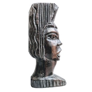Vintage African Wood Bust Decorative Ornament Figurine Decorative Africa Art Sculpture Carving Wooden circa 1960-70&#39;s / EVE of Europe