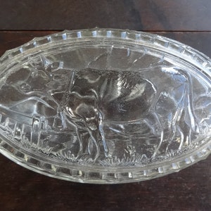 Vintage French Glass Cow Butter Margarine Lidded Dish Bowl Storage Container circa 1950-60&#39;s / EVE of Europe
