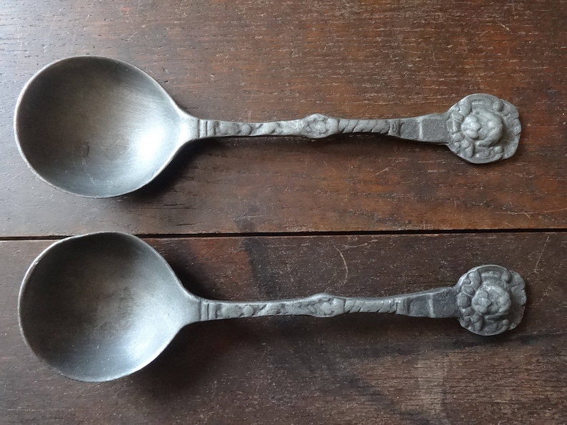 Antique French Pewter Soup Spoon Spoons Set of Two Old Cutlery Etsy