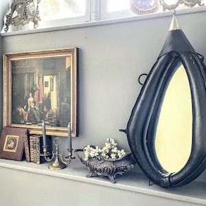 Vintage French Horse Collar Mirror Farmer Agriculture Horse Tack Hallway Entryway Stable Farmhouse Decor circa 1950's / EVE