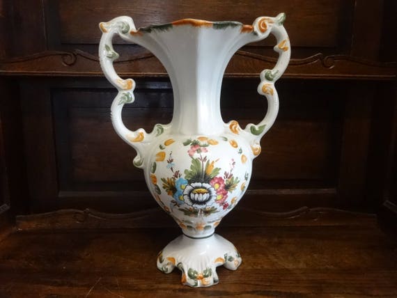 Vintage Italian Bassano White Floral Decor Large Flower Vase | Etsy New  Zealand
