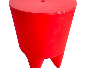 Vintage French Stool Starck Rest Chair Plinth Stand Display Plastic Tabouret Red Designer Storage Tabouret TWO AVAILABLE c1990's / EVE