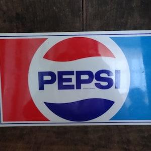 Vintage French Large Pepsi Unused Sticker Shop Display External Advertising Sign Man Cave circa 1980-90&#39;s / EVE of Europe