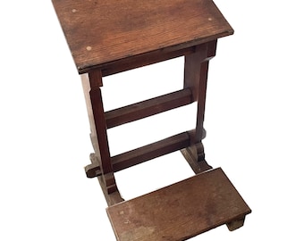Vintage French Wooden Prayer Praying Kneel Knee Kneeler Step Stool Book Rest Two Tabouret Chair Prop circa 1930-40's / EVE