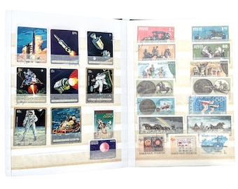 Vintage Stamp Album With Stamps Assorted Stamps Collector Gift Mongolia Cuba Monaco Italy Germany c1950-80's / EVE