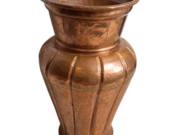 Vintage French Copper Metal Umbrella Walking Stick Stand Storage Pot Container Hallway Entryway circa 1960-70's / EVE