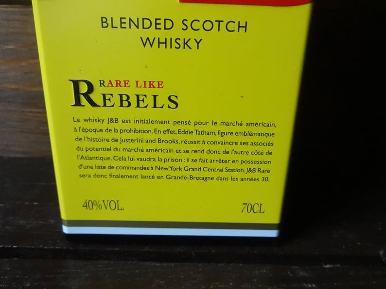 Vintage Scottish Metal J/&B Rare Finest Scotch Whisky Storage Tin Spaghetti Pasta Kitchen circa 1990/'s English Shop