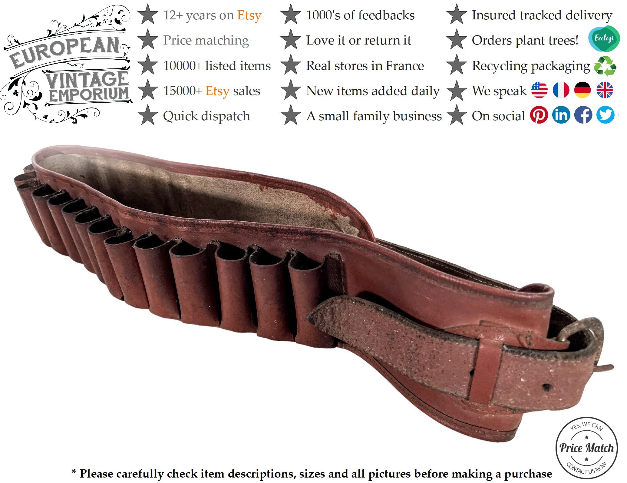 Ceinture Munitions RedHead Vintage - 25 Cartouches Calibre 12 - Verte