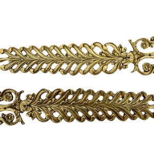 Antique French Ornate Brass Metal Gold Coloured Door Handles Plates Handle Plate Interior Decor Furniture Hardware circa 1910&#39;s / EVE