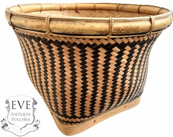 Vintage Thai Asian Traditional Woven Rice Food Basket Storage Decor Display Presentation Cooking Steaming circa 1980-90's / EVE