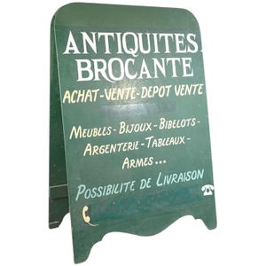 Vintage French Large ANTIQUES ANTIQUITES Wooden Hand Painted Handpainted Shop Sign Display Advertising Commercial Prop c1980-1990&#39;s / EVE