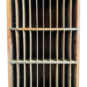 Vintage French Wooden Standing Or Wall Mounted Small Card Shelf Case Unit Holder Filing Cabinet Storage Rack circa 1960-70s / EVE