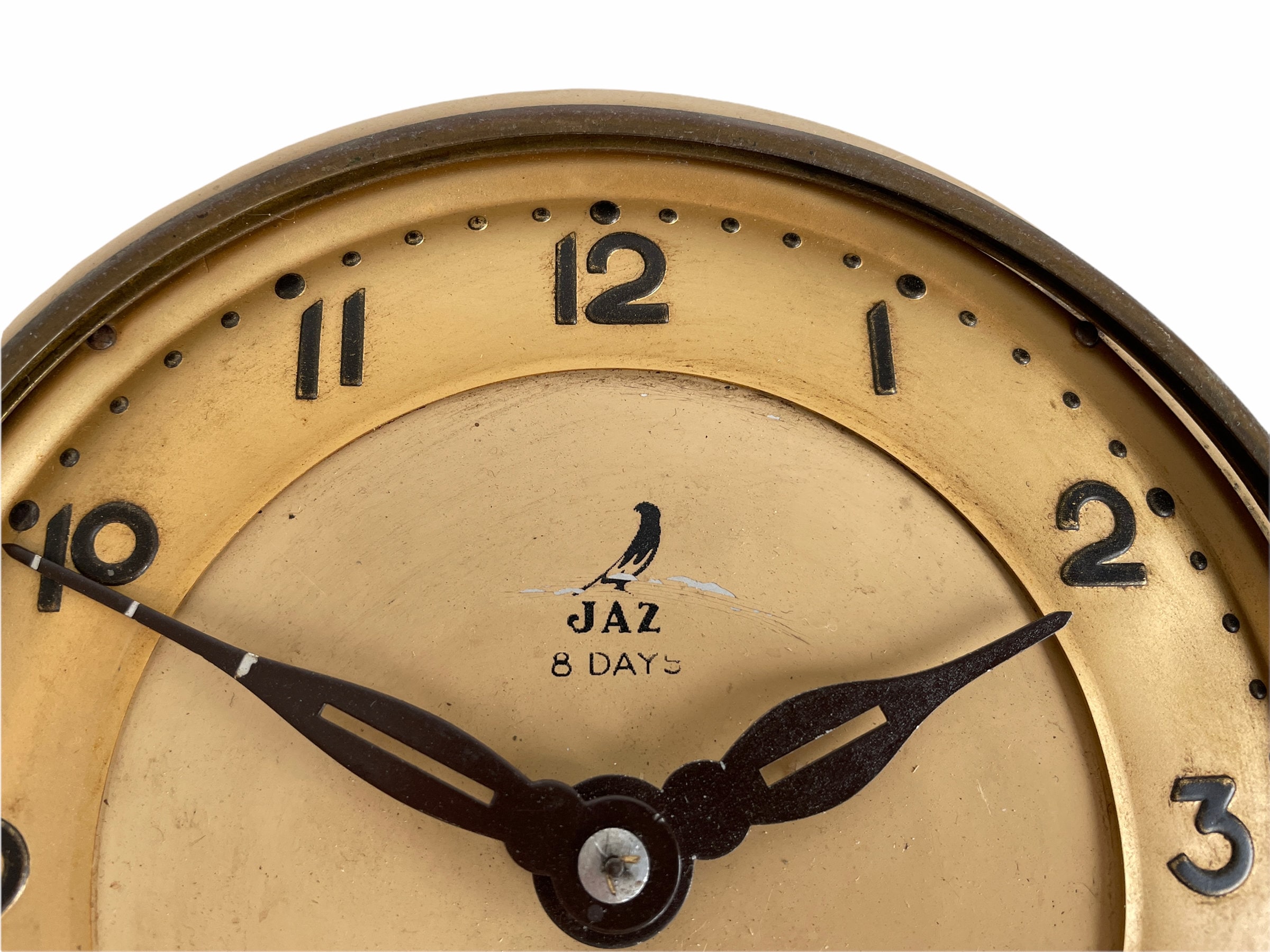 ヴィンテージ フレンチジャズ 壁掛け時計 金属製 ゼンマイ式 動作せず