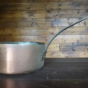 Vintage French Large Copper Saucepan Pot Cooking Kitchen Hanging Display circa 1930-40&#39;s / EVE of Europe