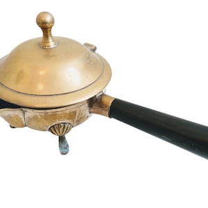 Vintage English EPNS Brass Small Stove Saucepan Pan Pouring Pot With Handle And Lid Tarnish Patina circa 1930-40&#39;s / EVE of Europe