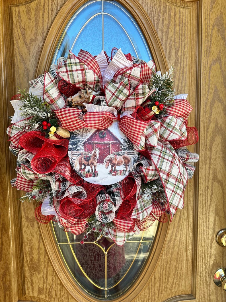 Rustic Barn Ribbon Rustic Horse Barn Winter Wreath Country Farmhouse Decor - Etsy